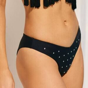 NWT Beach Riot Black Silver Rhinestones Bikini Bottoms - Small